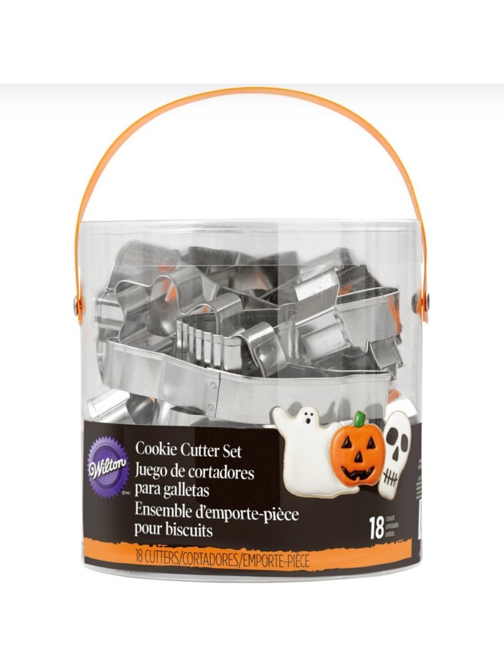 🆕- WILTON HALLOWEEN COOKIE CUTTER SET, 18-PIECE in Plastic Bucket Carryall.